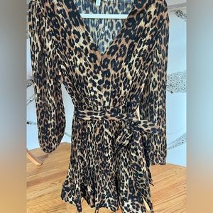 Milly Liv Leopard Print Pleated Dress